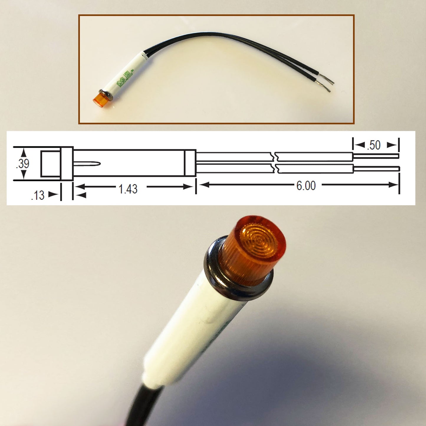 Mesa Boogie Type Amber Pilot Light Lamp 120V 125V For Amplifier Front Panel